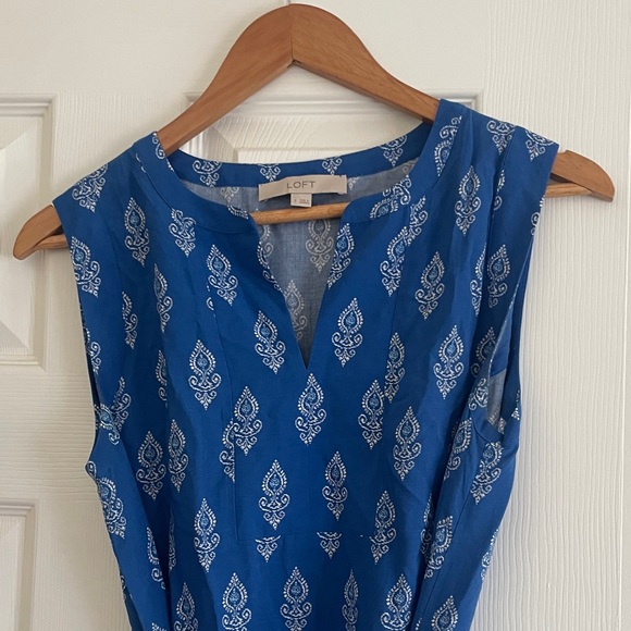 LOFT Blue Patterned Mini Dress - Picture 5 of 9